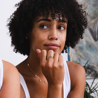 Dainty Aventurine Beaded Ring Stack