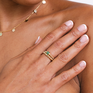 Dainty Aventurine Beaded Ring Stack