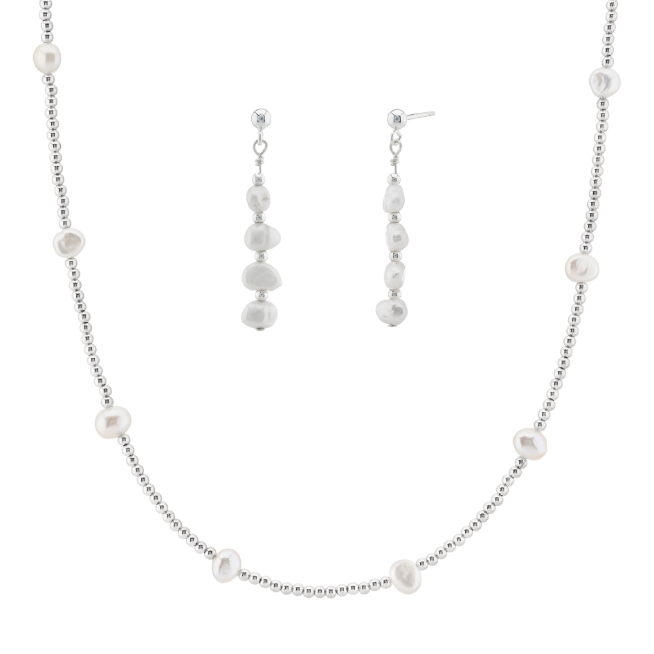 Silver and pearl hot sale jewellery sets