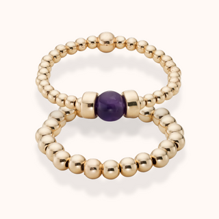 Dainty Amethyst Beaded Ring Stack