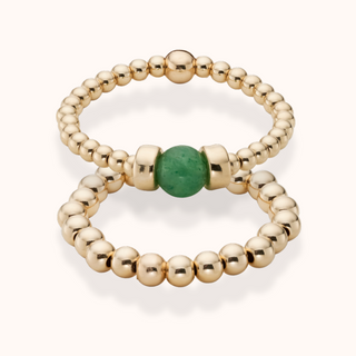 Dainty Aventurine Beaded Ring Stack