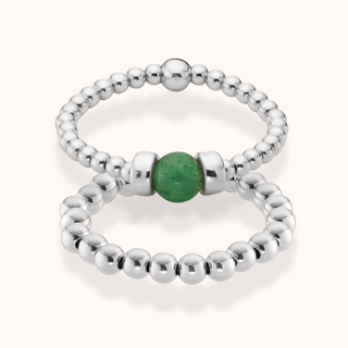 Dainty Aventurine Beaded Ring Stack