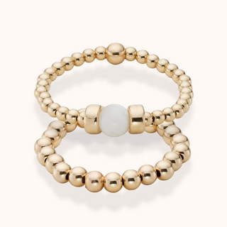 Dainty Mother of Pearl Beaded Ring Stack