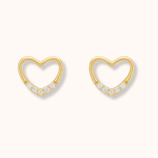 Dainty Hollow Crystal Heart Earrings