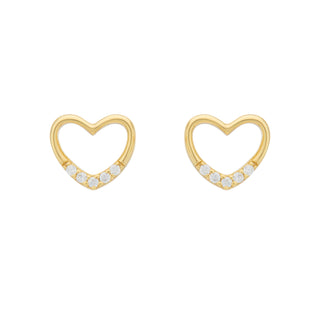 Dainty Hollow Crystal Heart Earrings