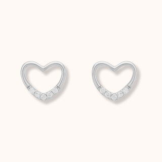 Dainty Hollow Crystal Heart Earrings