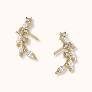 Dainty Leaf Climber Earrings