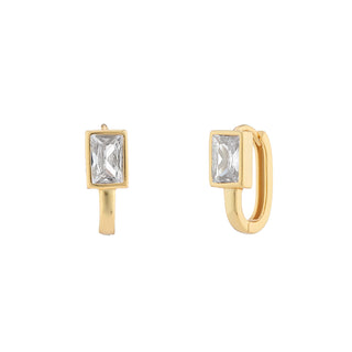 Oval Hoop Earring with Baguette Stone