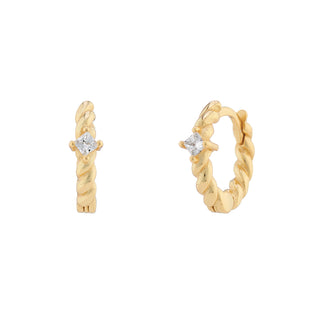 Crystal Twisted Rope Huggie Hoops