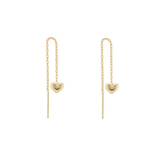 Puffed Heart Threader Earrings