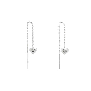 Puffed Heart Threader Earrings