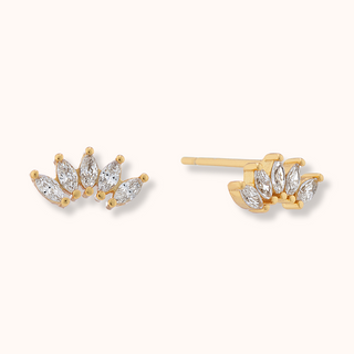 Crown Ear Climber Stud Earrings