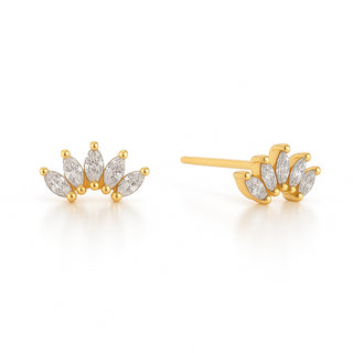Crown Ear Climber Stud Earrings