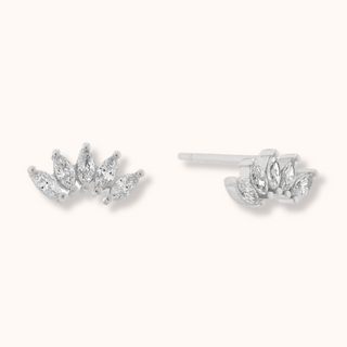 Crown Ear Climber Stud Earrings