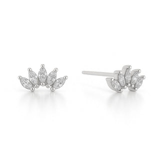 Crown Ear Climber Stud Earrings