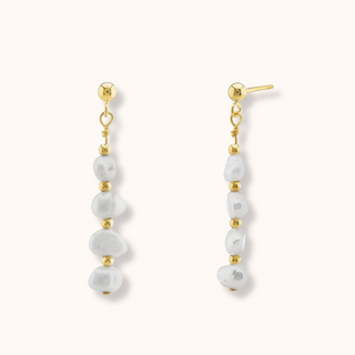 Dainty Beaded Freshwater Pearl Bracelet & Earrings Bridal Jewellery Set