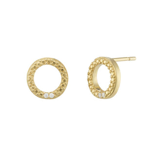 Circle Hollow Crystal Stud Earrings