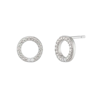Circle Hollow Crystal Stud Earrings