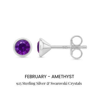 Birthstone Stud Earrings Sterling Silver