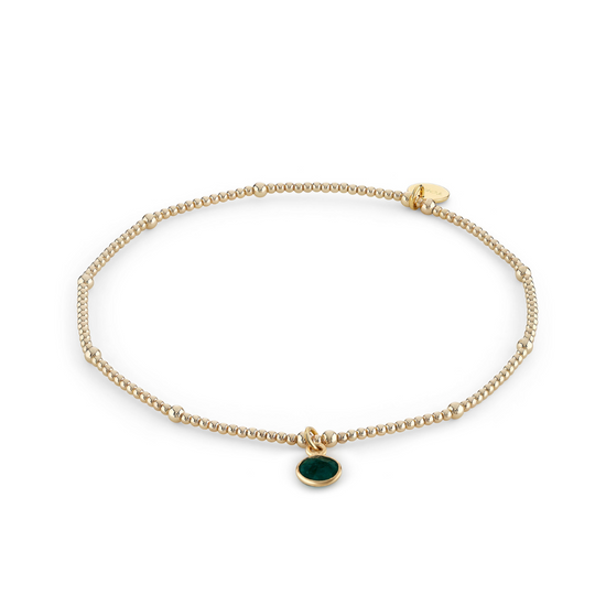 Load image into Gallery viewer, Emerald Birthstone Charm Anklet
