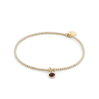 Garnet Birthstone Charm Beaded Bracelet