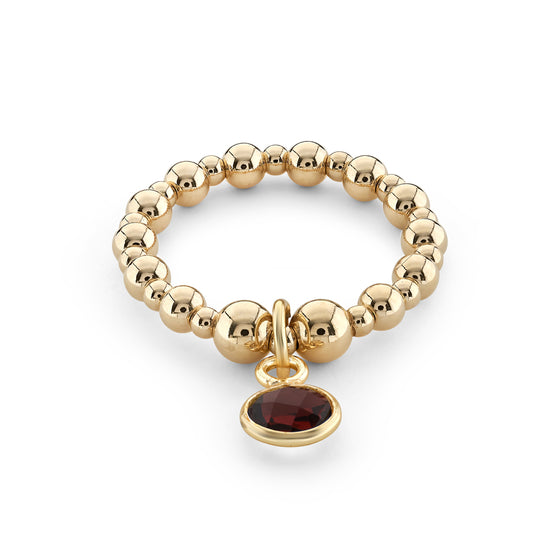 Load image into Gallery viewer, Garnet Birthstone Charm Beaded Ring
