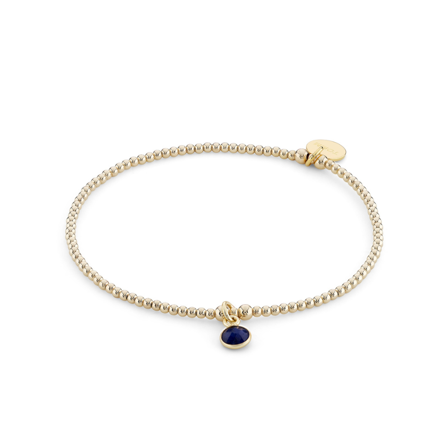 Sapphire Birthstone Charm Beaded Bracelet