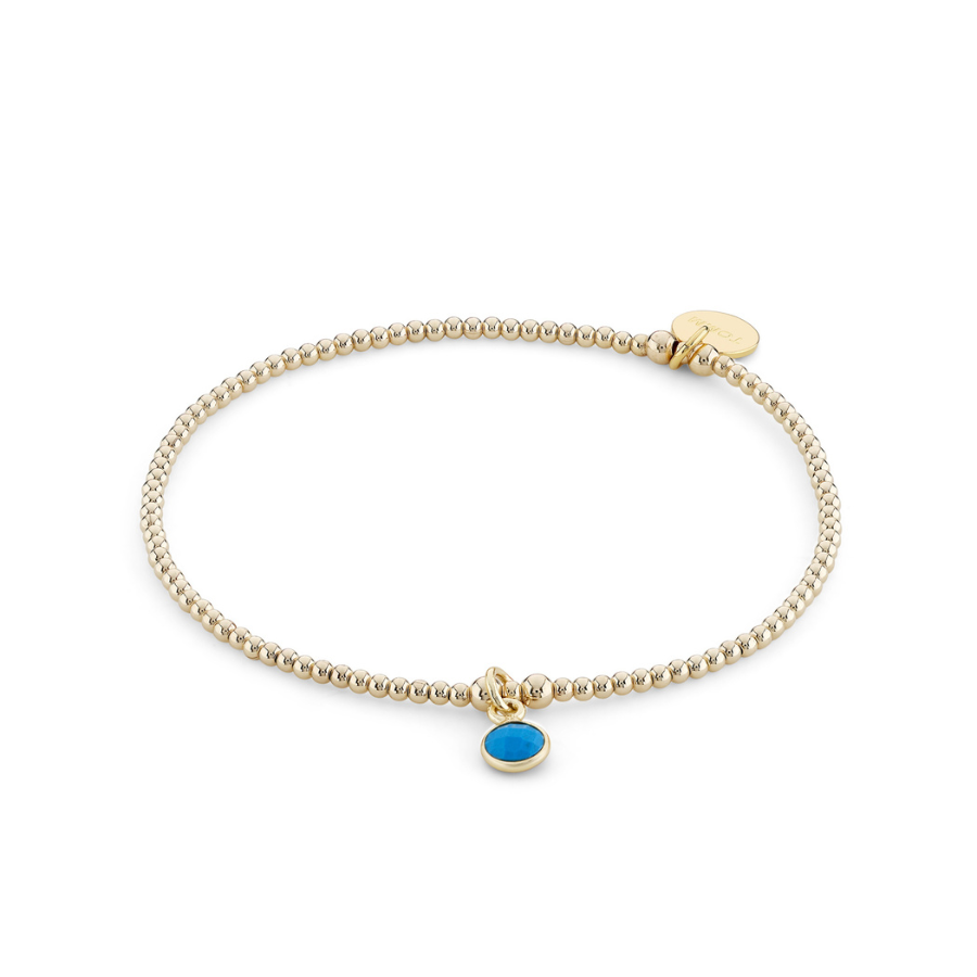 Turquoise Birthstone Charm Beaded Bracelet