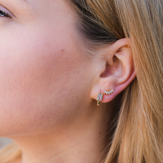 Crown Ear Climber Stud Earrings