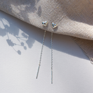 Puffed Heart Threader Earrings - Tomm Jewellery 