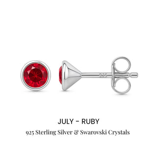 Birthstone Stud Earrings Sterling Silver
