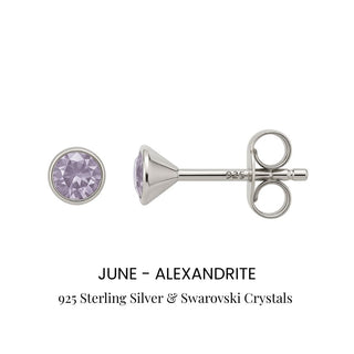 Birthstone Stud Earrings Sterling Silver