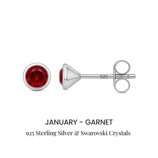 Birthstone Stud Earrings Sterling Silver