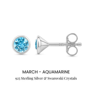 Birthstone Stud Earrings Sterling Silver