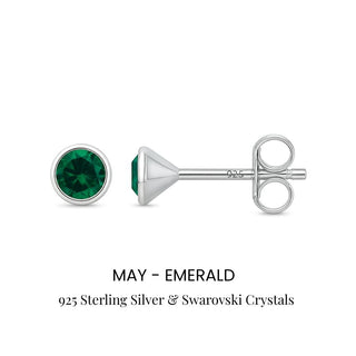 Birthstone Stud Earrings Sterling Silver