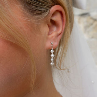 Dainty Beaded Freshwater Pearl Bracelet & Earrings Bridal Jewellery Set