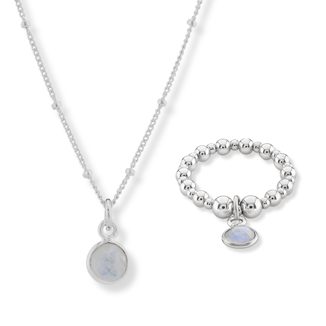 Birthstone necklace and ring set deals