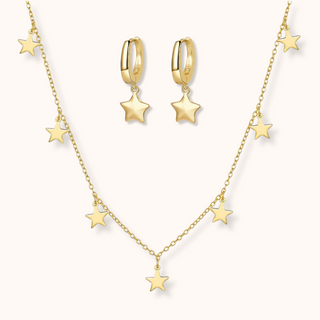 Multi Star Necklace & Hoop Earring Set - Tomm Jewellery 