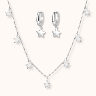 Multi Star Necklace & Hoop Earring Set - Tomm Jewellery 