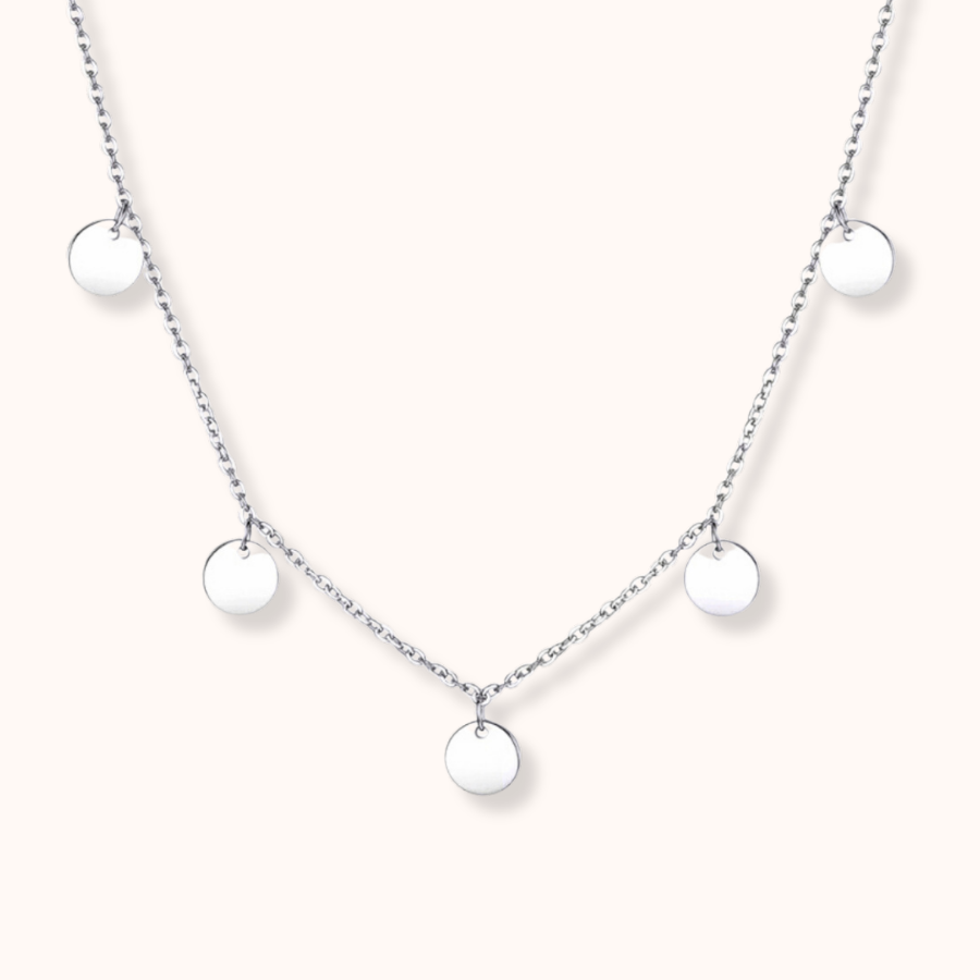 Let s Dance Multi Disc Pendant Necklace Silver Gold Tomm Jewellery UK