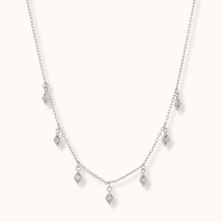 Multi Diamond Shaped Droplet Crystal Necklace - Tomm Jewellery 