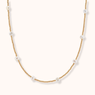 Dainty Beaded Freshwater Pearl Necklace & Bracelet Bridal Jewellery Set