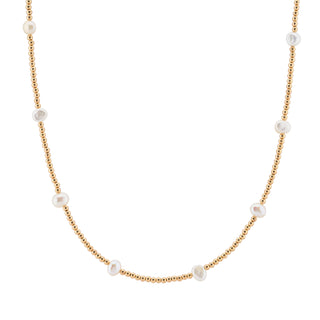 Dainty Beaded Necklace with Freshwater Pearls