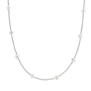 Dainty Beaded Necklace with Freshwater Pearls