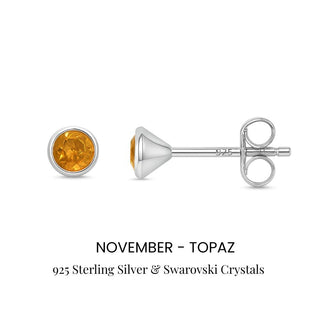 Birthstone Stud Earrings Sterling Silver