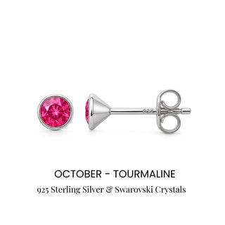 Birthstone Stud Earrings Sterling Silver