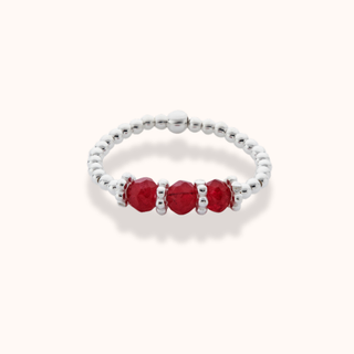 Ruby Red Agate Trio Ring - Tomm Jewellery 