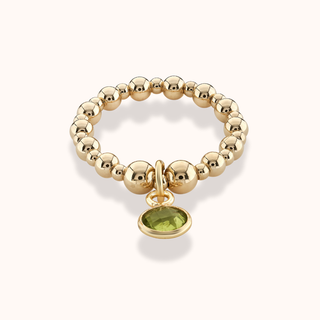 Peridot Birthstone Charm Beaded Ring