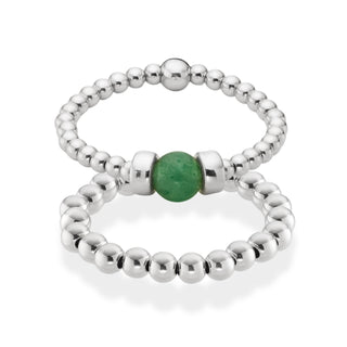 Dainty Aventurine Beaded Ring Stack