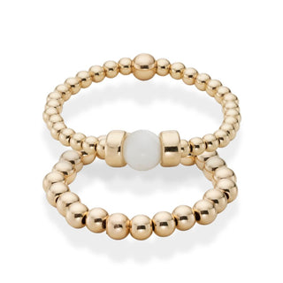 Dainty Mother of Pearl Beaded Ring Stack